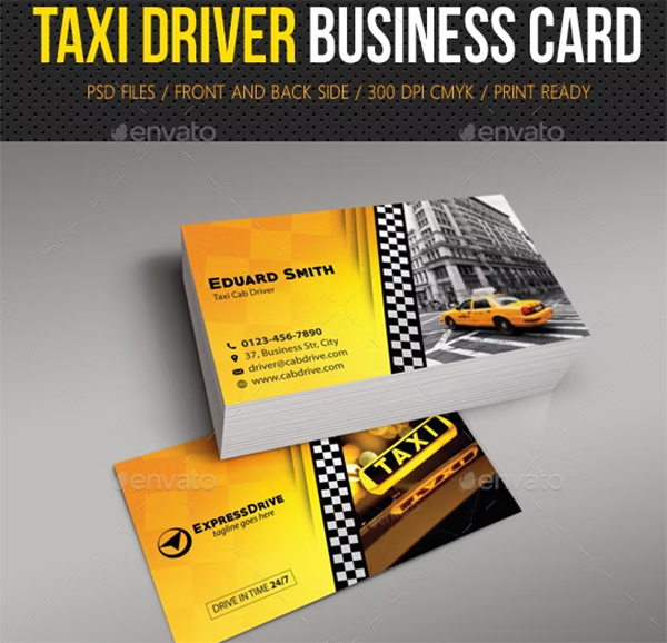 Taxi Cab Business Card Templates Free & Premium PSD Word Ai